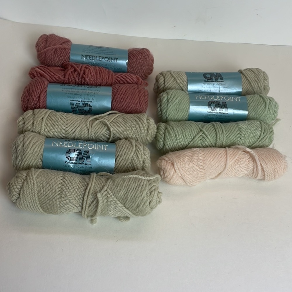 Vintage Columbia-Minerva Set of 9 Wool Needlepoint Yarn